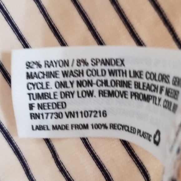 The Nines By Hatch Beige Navy Stripe Soft Midi Dress Size Large - Picture 10 of 10